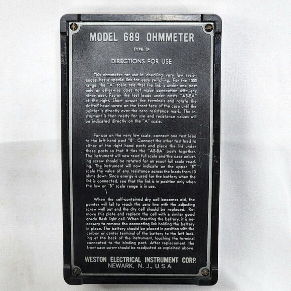 Weston 689 Type 1-f Ohmmeter Electrical Tester Vintage Art Deco Style‎ Collector - Picture 6 of 8